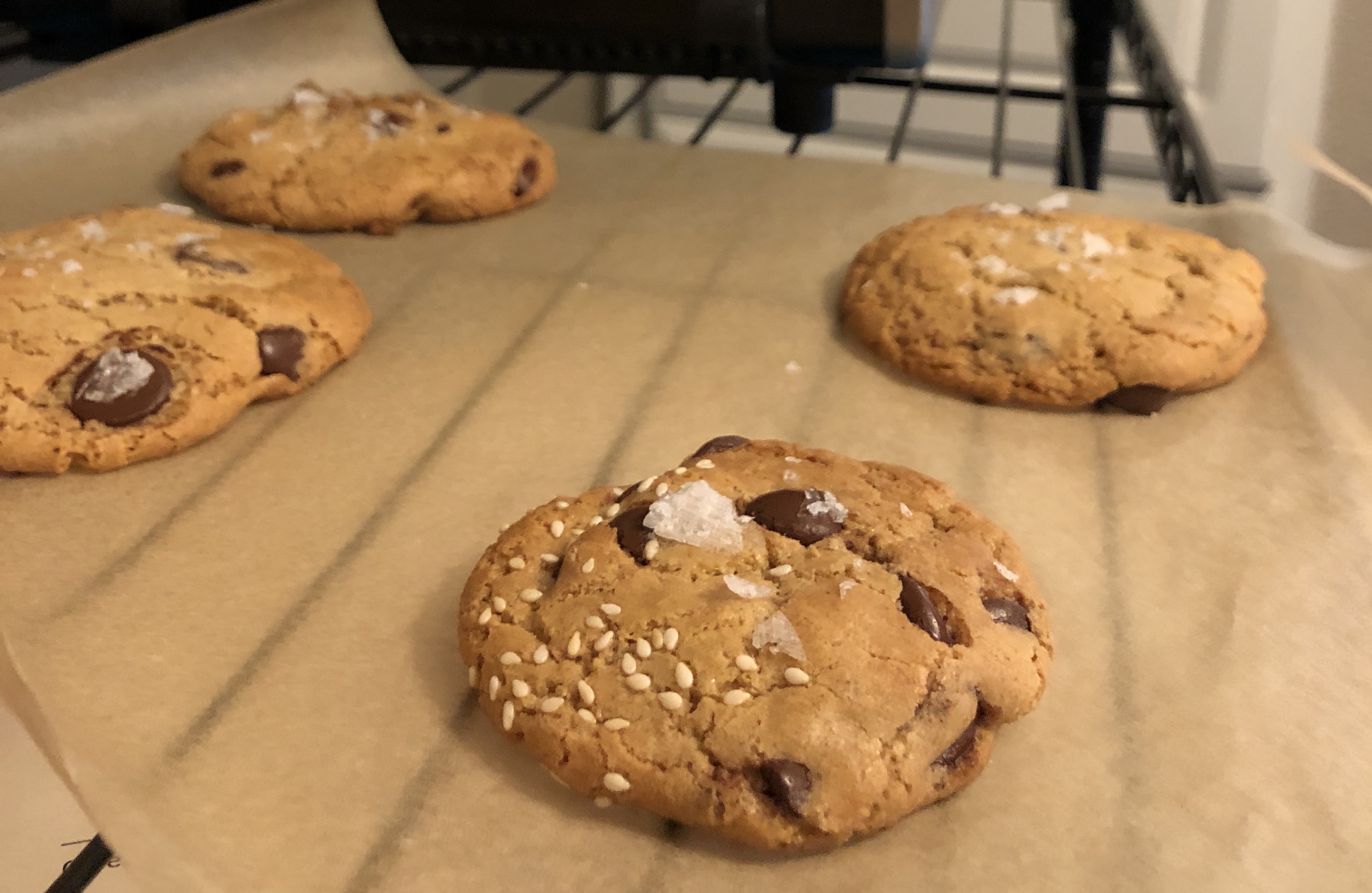 Modified NYT Salted Tahini Chocolate Chip Cookies